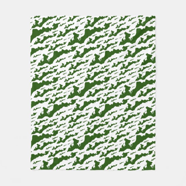 Velo Cobertor de Fleece Fishers Island – Verde/Branco  (Frente)