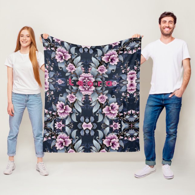 Velo Cobertor de Fleece Floral com Nome Personalizado F (In Situ)