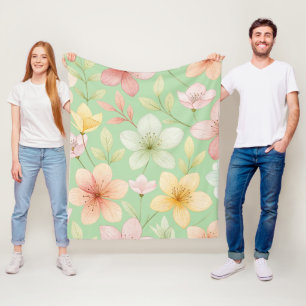 Velo Cobertor de Fleece Floral Menta
