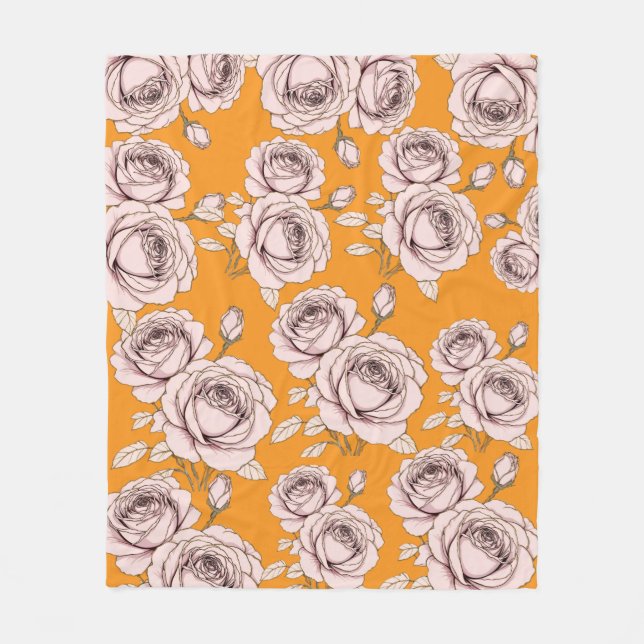 Velo Cobertor de Fleece Floral Rosa  (Frente)
