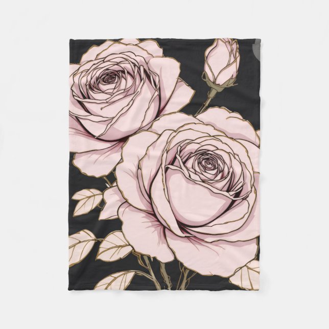 Velo Cobertor de Fleece Floral Rosa Bege (Frente)