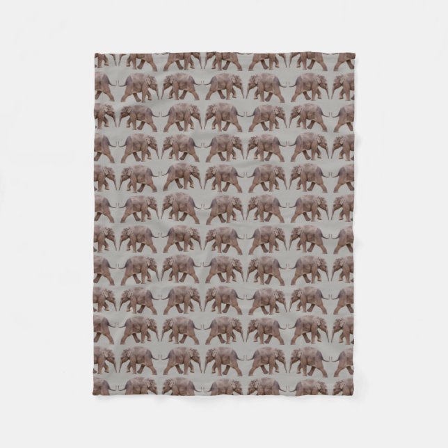 Velo Cobertor de Fleece Frenesi de Elefante Bebê (Cinza (Frente)