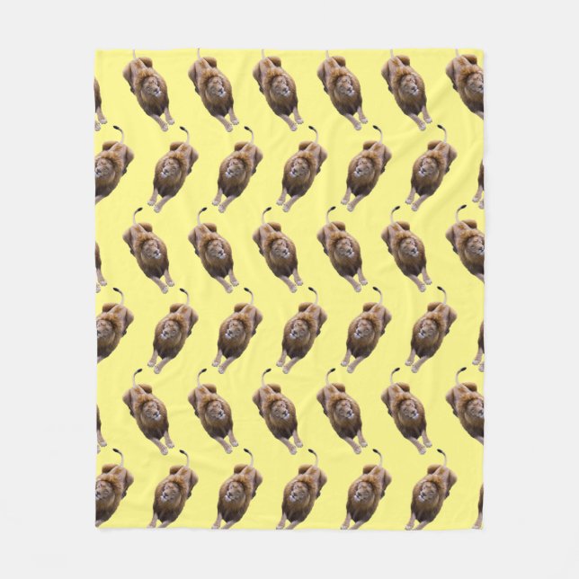 Velo Cobertor de Fleece Frenesi de Leão (Amarelo) (Frente)