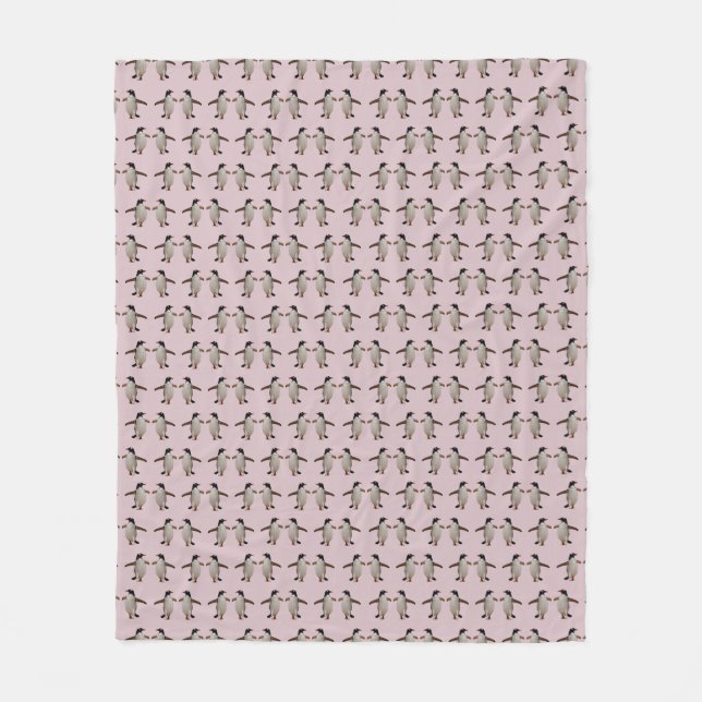 Velo Cobertor de Fleece Frenesi de Pinguim Gentoo (Rosa (Frente)