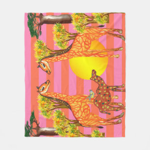 Velo Cobertor de Fleece Girafas, Camelo e Sol