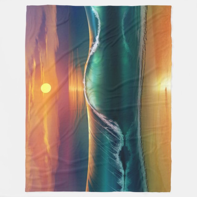 Velo Cobertor de Fleece Golden Horizon Wave (Frente)