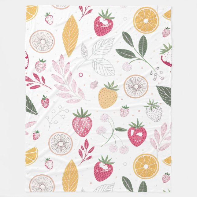 Velo Cobertor de Fleece Grande com Estampa de Frutas –  (Frente)