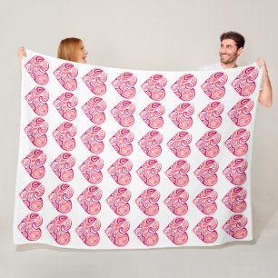 Velo Cobertor de Fleece Grande - Design Corações