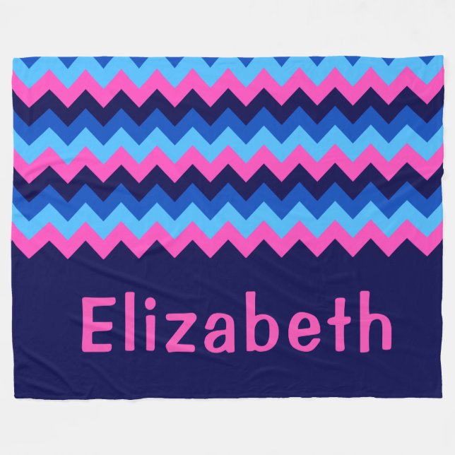 Velo Cobertor de Fleece Grande Monograma Chevron Rosa A (Frente (Horizontal))
