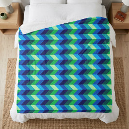 Velo Cobertor de Fleece Grande Ombre Chevron Azul Verde
