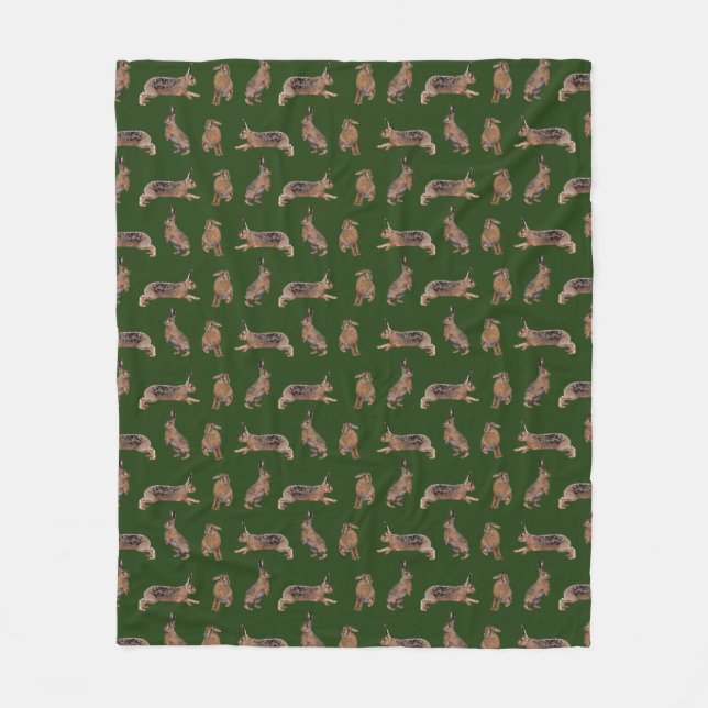 Velo Cobertor de Fleece Hare Frenzy (Verde Escuro) (Frente)