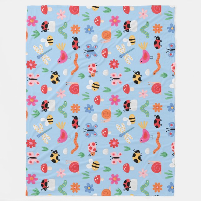 Velo Cobertor de Fleece Infantil Bugs Fofos  (Frente)
