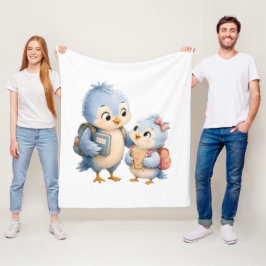Velo Cobertor de Fleece Irmãos de Pássaro Azul Fofo