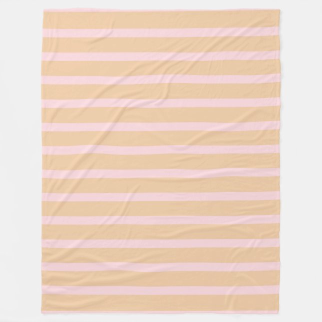Velo Cobertor de Fleece Listrado Moderno Rosa Pêssego T (Frente)