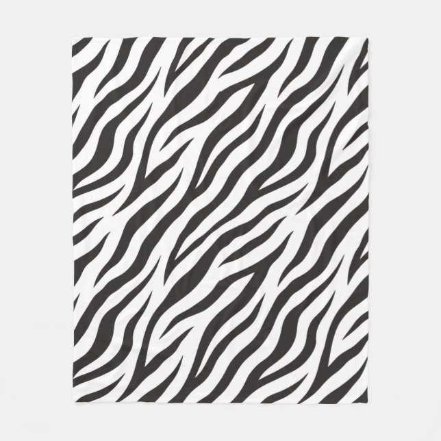 Velo Cobertor de Fleece Listras de Zebra Preto e Branco (Frente)