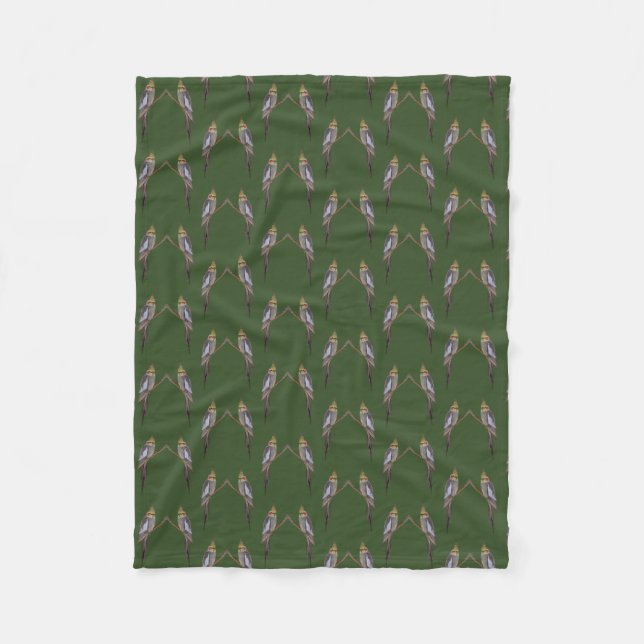 Velo Cobertor de Fleece Loucura de Cacatua Fofa (Verde) (Frente)