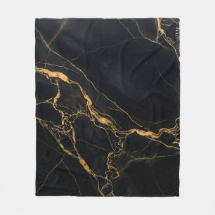 Velo Cobertor de Fleece Luxo Black Marble Gold Veins