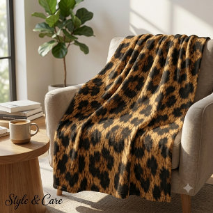 Velo Cobertor de Fleece Macio com Estampa de Leopardo n