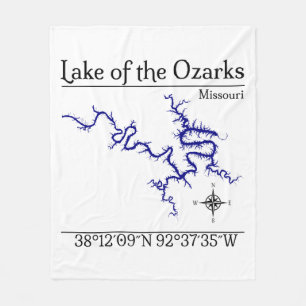 Velo Cobertor de Fleece Mapa do Lago dos Ozarks Missour
