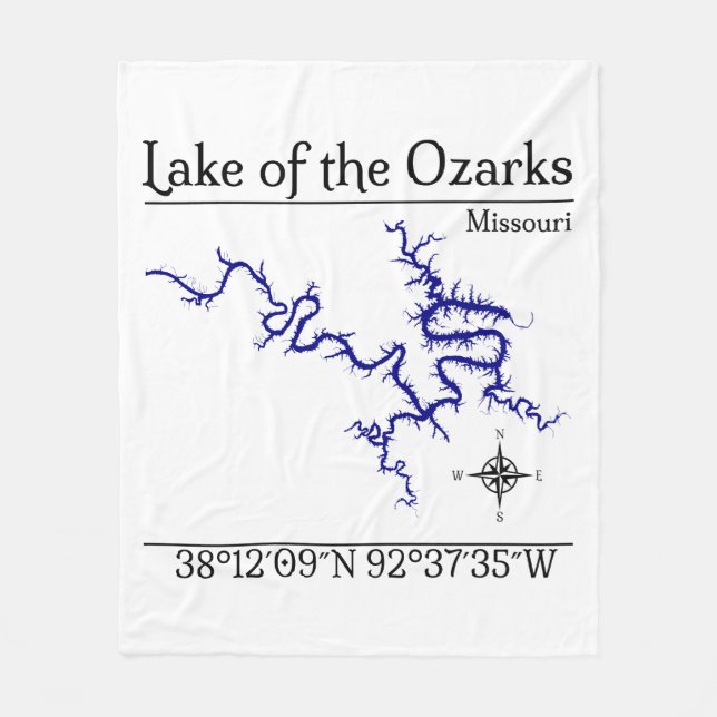 Velo Cobertor de Fleece Mapa do Lago dos Ozarks Missour (Frente)