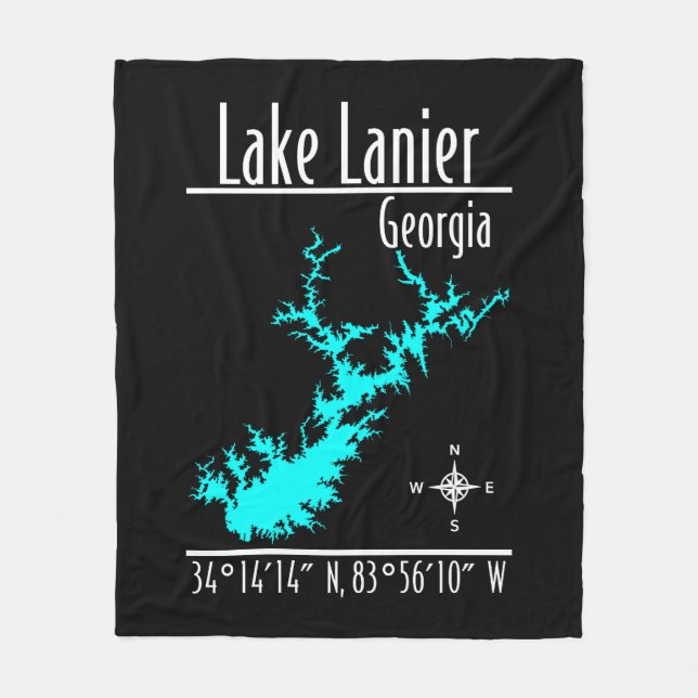 Velo Cobertor de Fleece Mapa do Lago Lanier Geórgia (Frente)