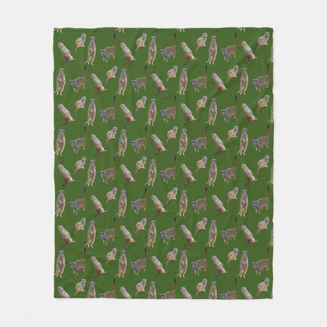 Velo Cobertor de Fleece Meerkat Frenzy (Verde Escuro) (Frente)