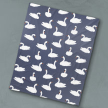 Cobertor de Fleece Moderno com Padrão de Cisne Azu