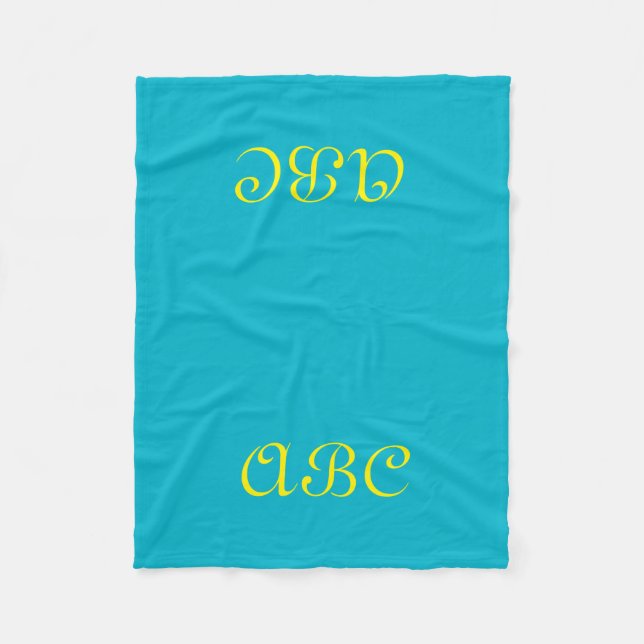 Velo Cobertor de Fleece Monograma Azul com Dourado (Frente)