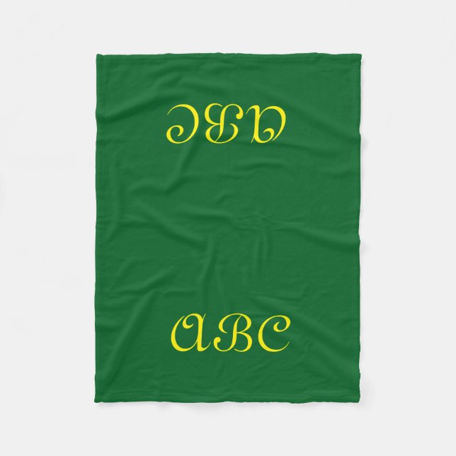 Velo Cobertor de Fleece Monograma Verde Escuro com Dour (Frente)