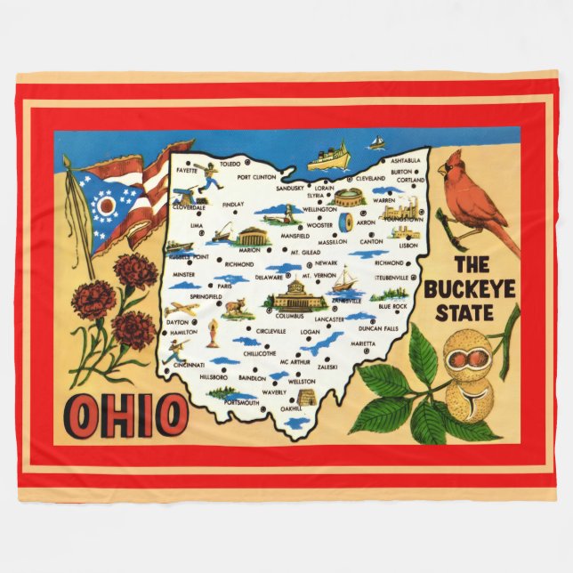 Velo Cobertor de Fleece Ohio Buckeye (Frente (Horizontal))