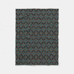 Velo Cobertor de Fleece Ornamental Damasco Verde Azul E