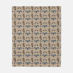 Velo Cobertor de Fleece Owl Frenzy (Bege)