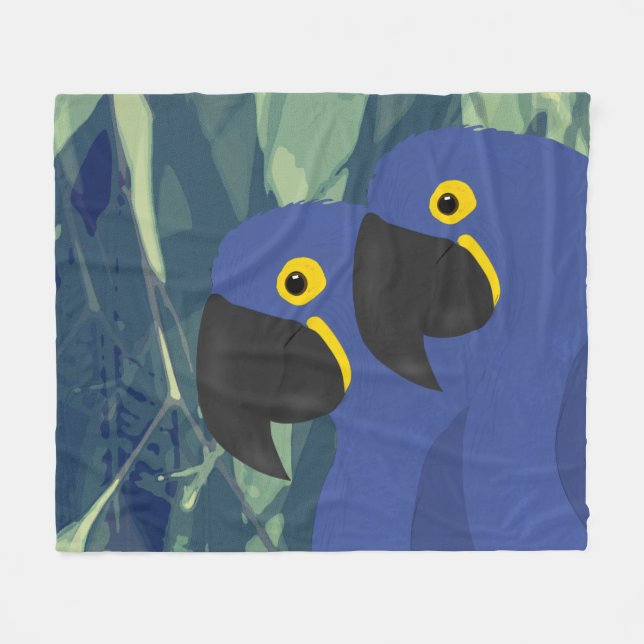 Velo Cobertor de Fleece Papagaio Azul (Frente (Horizontal))