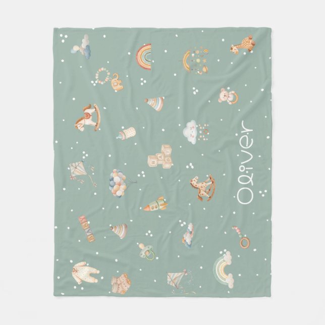 Velo Cobertor de Fleece para Chá de Bebê Boho Outono (Frente)
