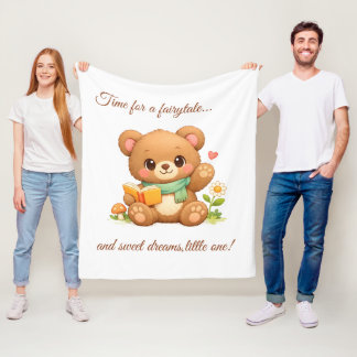 Velo Cobertor de Fleece para Crianças | "Urso de Leitur