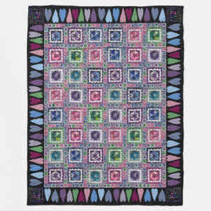 Velo Cobertor de Fleece Patchwork Framed Hearts