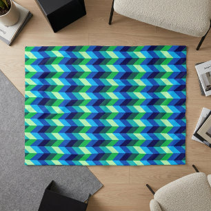 Velo Cobertor de Fleece Pequeno Ombre Chevron Verde Azu