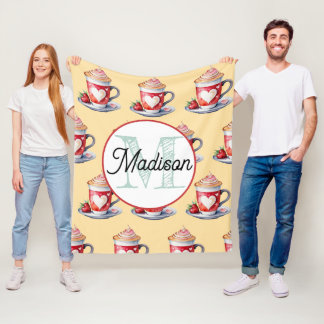 Velo Cobertor de fleece personalizado com monograma caf