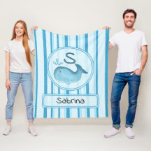 Cobertor de Fleece Personalizado de Baleia Bebê Fo