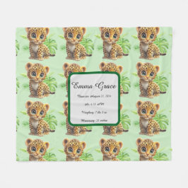 Velo Cobertor de Fleece Personalizado de Bebê Leopardo
