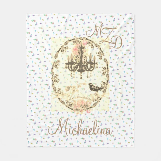 Velo Cobertor de Fleece Personalizado Le Chandelier Ros (Frente)
