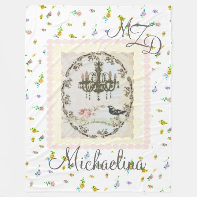 Velo Cobertor de Fleece Personalizado Le Chandelier Ros (Frente)