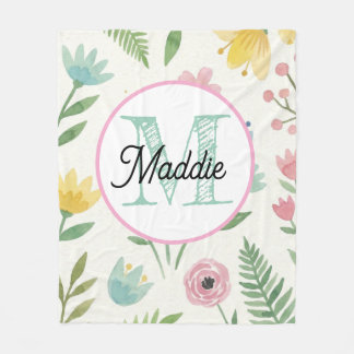 Velo Cobertor de fleece personalizado monogramado florl