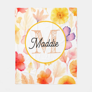 Velo Cobertor de fleece personalizado monogramado florl