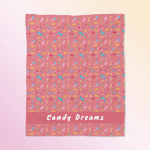 Velo Cobertor de Fleece Personalizado Rosa Coral Candy