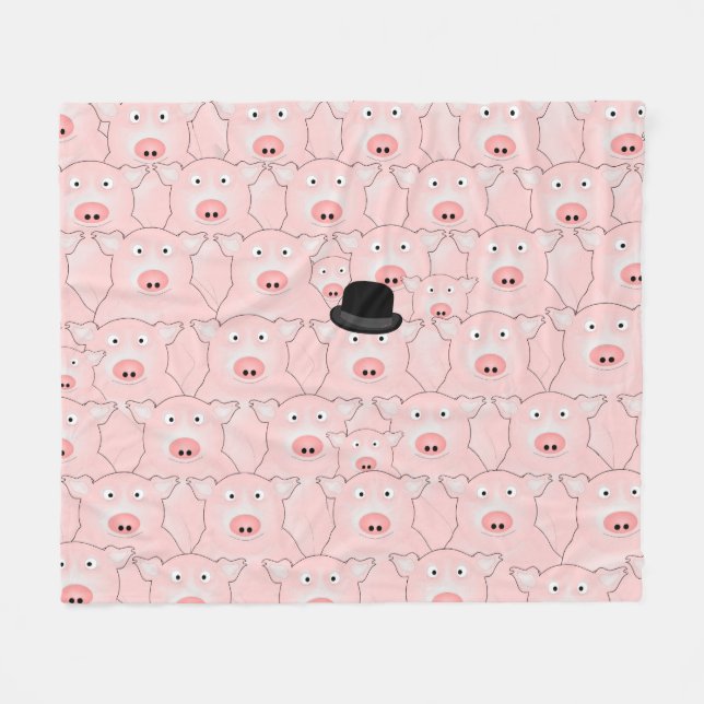 Velo Cobertor de Fleece Porco com Chapéu (Frente (Horizontal))