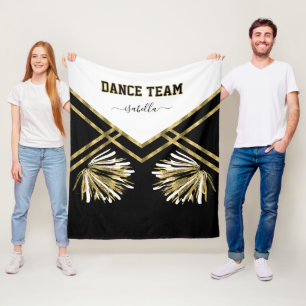 Velo Cobertor de Fleece Preto, Branco e Dourado do Time