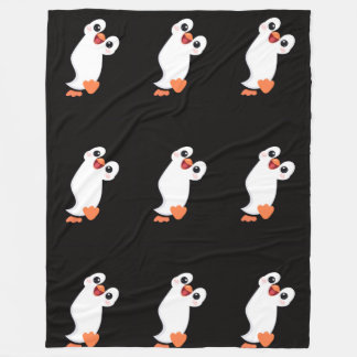 Velo Cobertor de Fleece Preto de Amor de Pinguim Fofo