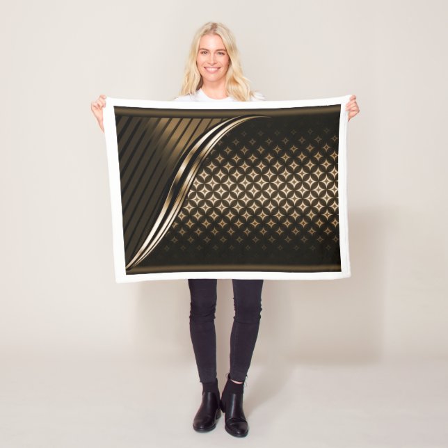 Velo Cobertor de Fleece Preto e Dourado de Luxo com Pad (In Situ)