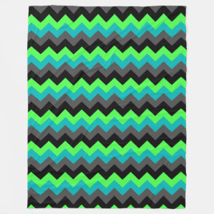 Velo Cobertor de Fleece Preto Verde Chevron Grande Mode